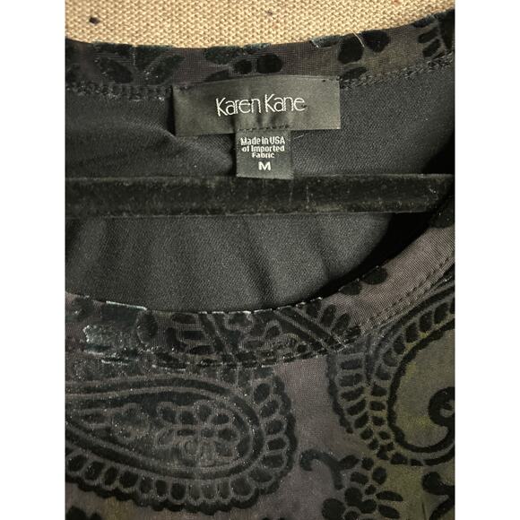 Karen Kane M Velvet Burnout Dress Black Green Purple Whimsygoth Witchy Glam - Picture 4 of 7